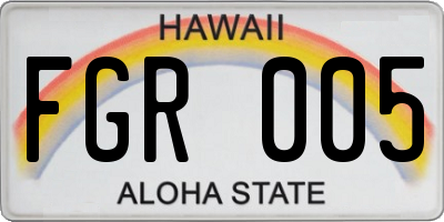 HI license plate FGR005