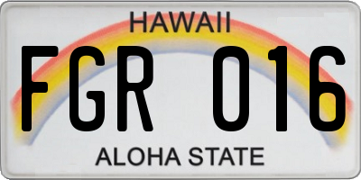 HI license plate FGR016