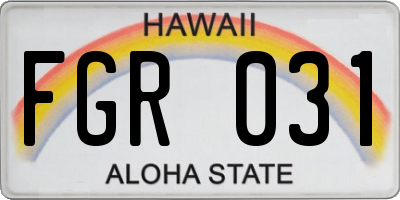 HI license plate FGR031
