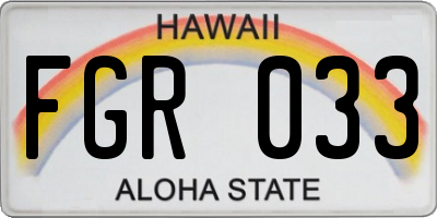HI license plate FGR033