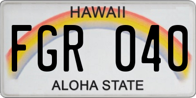 HI license plate FGR040