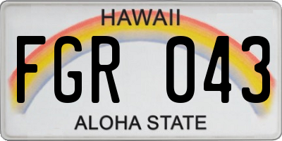 HI license plate FGR043