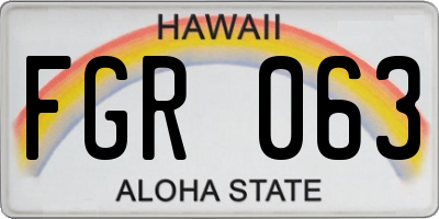 HI license plate FGR063