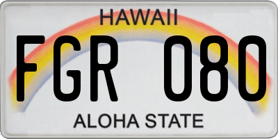 HI license plate FGR080