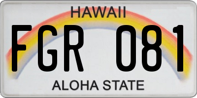 HI license plate FGR081