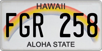 HI license plate FGR258