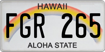 HI license plate FGR265