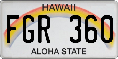 HI license plate FGR360