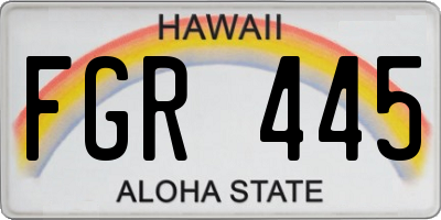 HI license plate FGR445