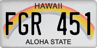 HI license plate FGR451