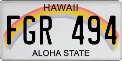 HI license plate FGR494