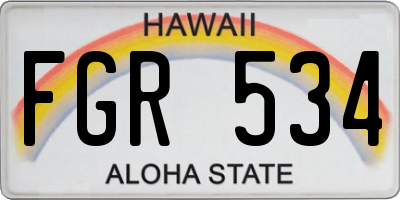 HI license plate FGR534