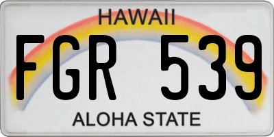 HI license plate FGR539