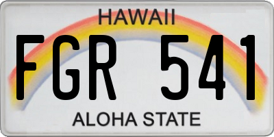 HI license plate FGR541