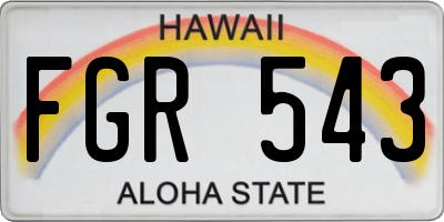 HI license plate FGR543