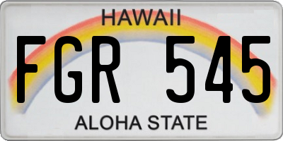 HI license plate FGR545