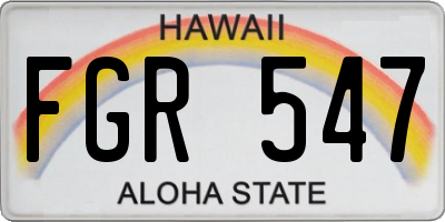 HI license plate FGR547