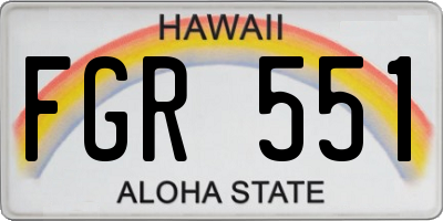 HI license plate FGR551
