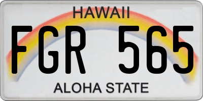 HI license plate FGR565