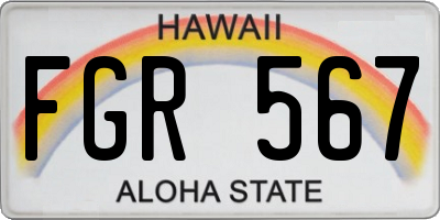 HI license plate FGR567