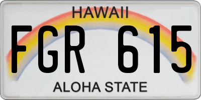 HI license plate FGR615