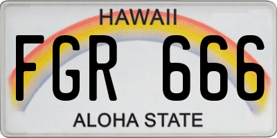 HI license plate FGR666