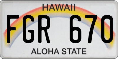 HI license plate FGR670