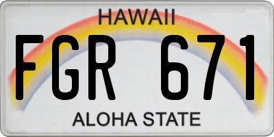HI license plate FGR671