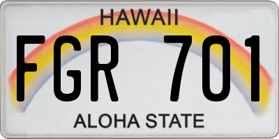 HI license plate FGR701