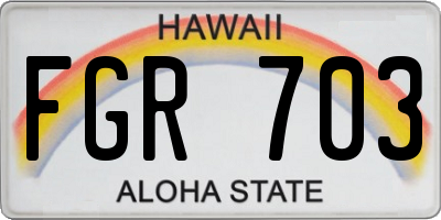 HI license plate FGR703