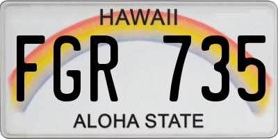 HI license plate FGR735