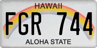 HI license plate FGR744