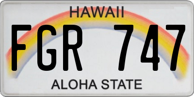 HI license plate FGR747