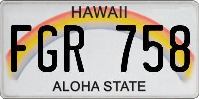 HI license plate FGR758