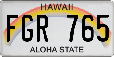 HI license plate FGR765
