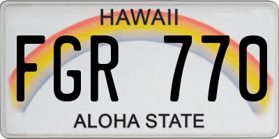 HI license plate FGR770