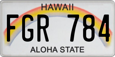 HI license plate FGR784