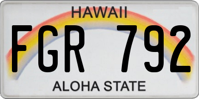 HI license plate FGR792