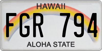 HI license plate FGR794