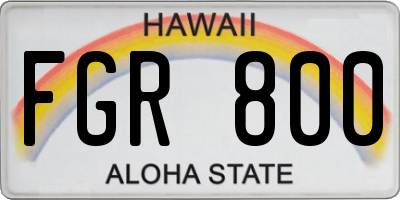 HI license plate FGR800
