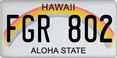 HI license plate FGR802