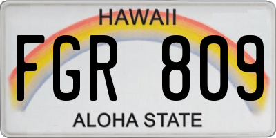 HI license plate FGR809