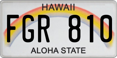 HI license plate FGR810