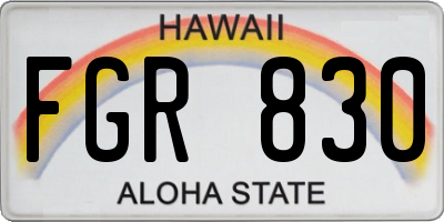 HI license plate FGR830