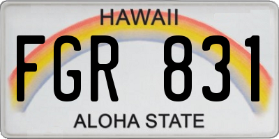 HI license plate FGR831
