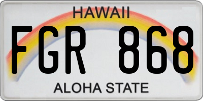 HI license plate FGR868