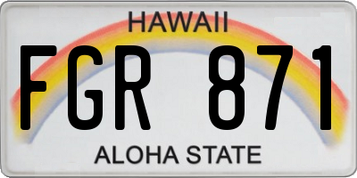 HI license plate FGR871