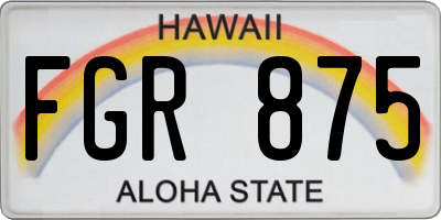 HI license plate FGR875