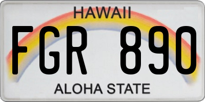 HI license plate FGR890
