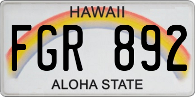 HI license plate FGR892